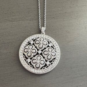 Nadri Silver Floral Medallion Necklace